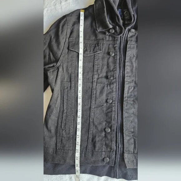 American Rag Distressed Black Denim Zip up Hoodie Jacket NWT XXL - Picture 8 of 9